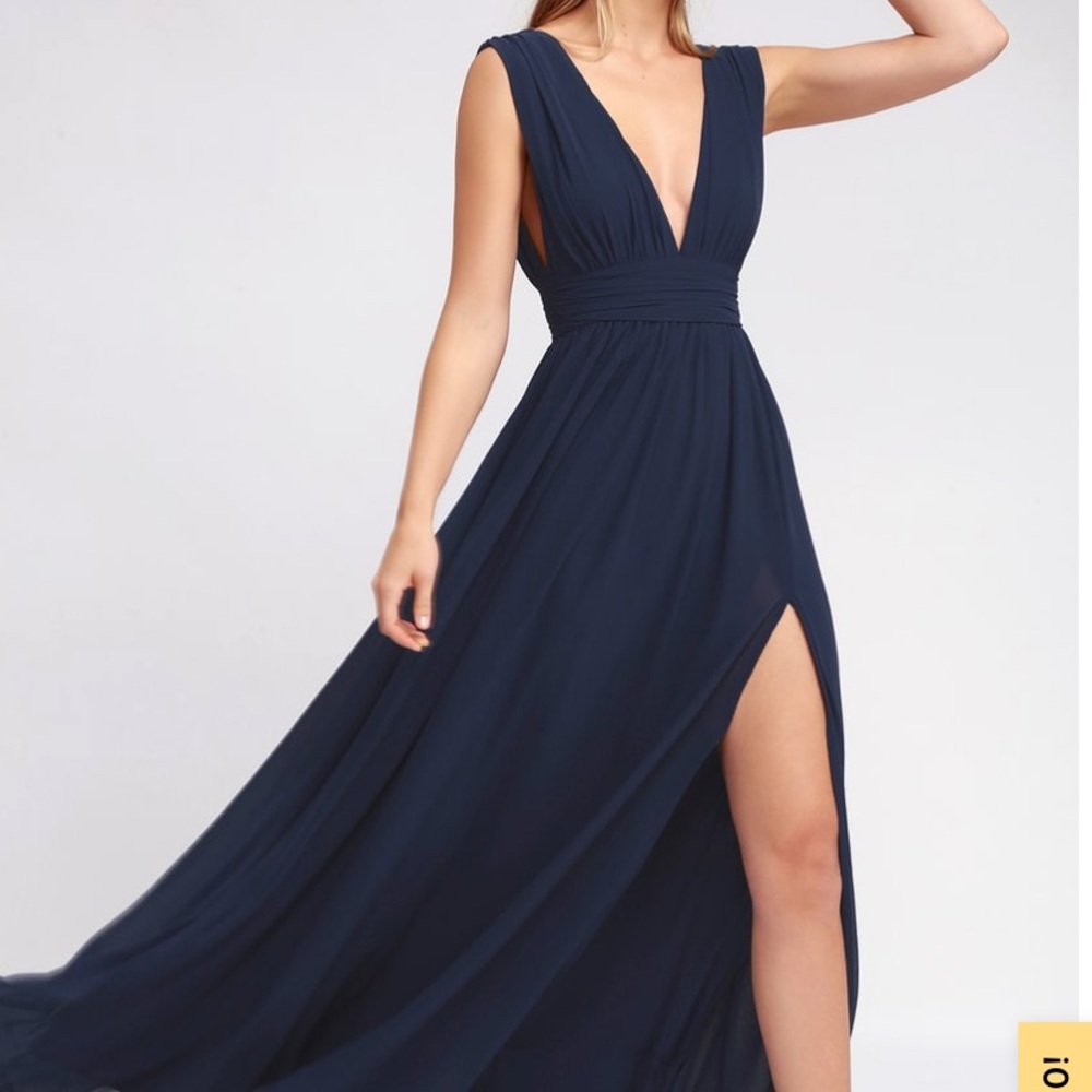 New navy with high slit prom/formal/casual dress